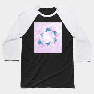 Abstract vibrant butterflies against a floral background featuring wattle Baseball T-Shirt